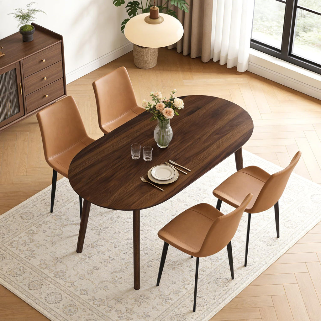 63" Oval Dining Table Set for 4 with Solid Wood Legs