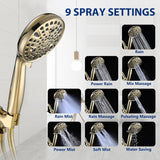 High Pressure 10 Setting Handheld Shower Head, 5" Detachable Showerhead Spray Built-in Power Wash to Clean Tub