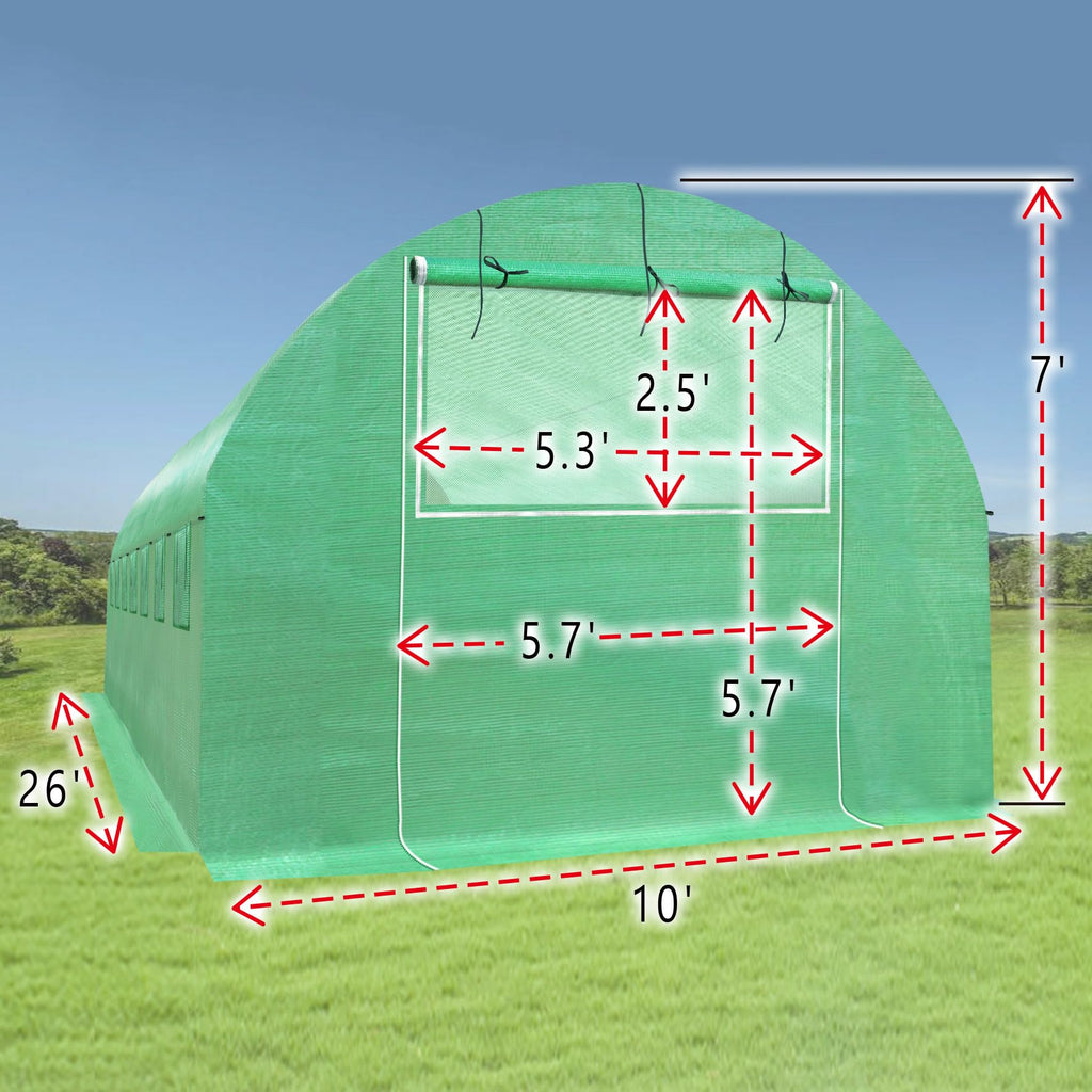 Replacement Greenhouse Cover for Walk in Greenhouse Frame Green House Top Cover (Frame NOT Included) (26 x 10 x 7 ft)