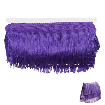 Purple Chainette Fringe Trim, 11 Yards x 4 Inch Tassel Sewing Trim