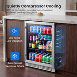 Beverage Refrigerator & Drink Fridge - 24 inch 180 Cans Beer Cooler Glass Door, 