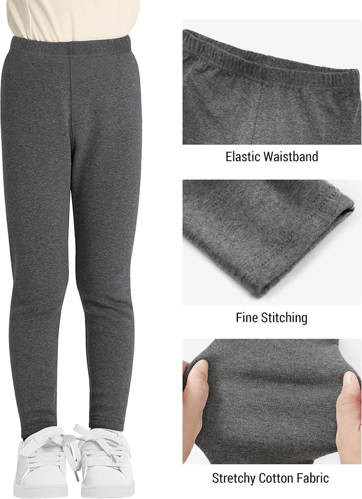 Girls Leggings 4 Pack Cotton Blend Stretch Full Length Pants