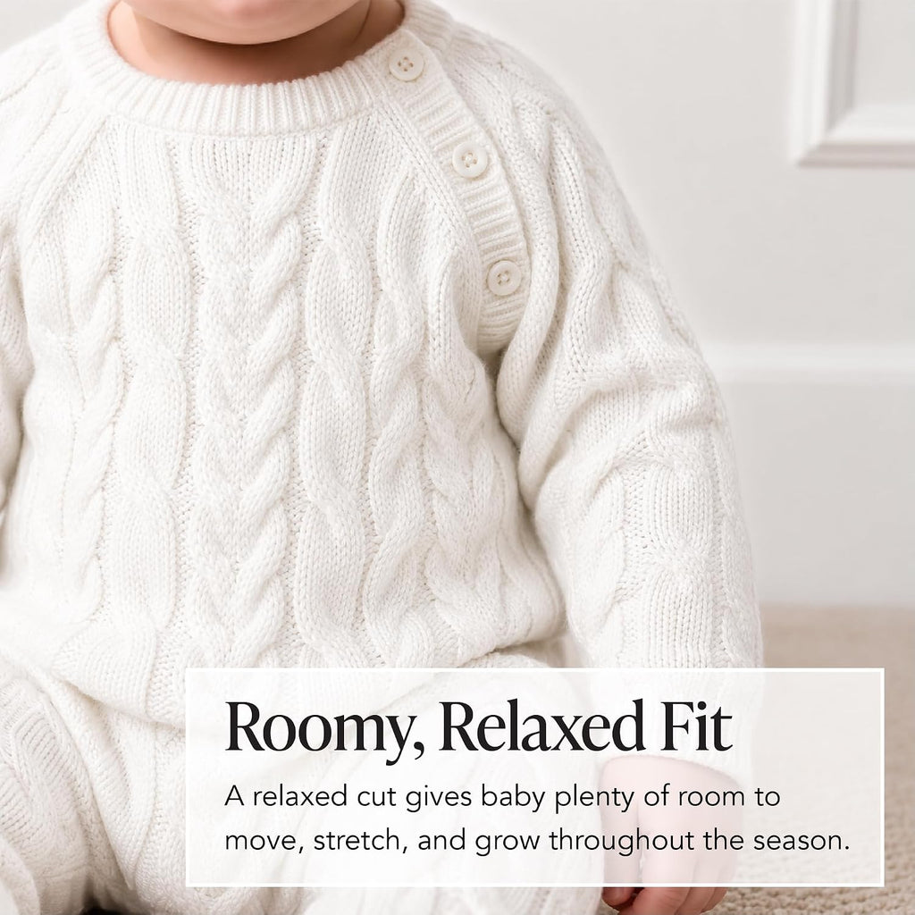 Layette Baby Cable Knit Sweater Romper