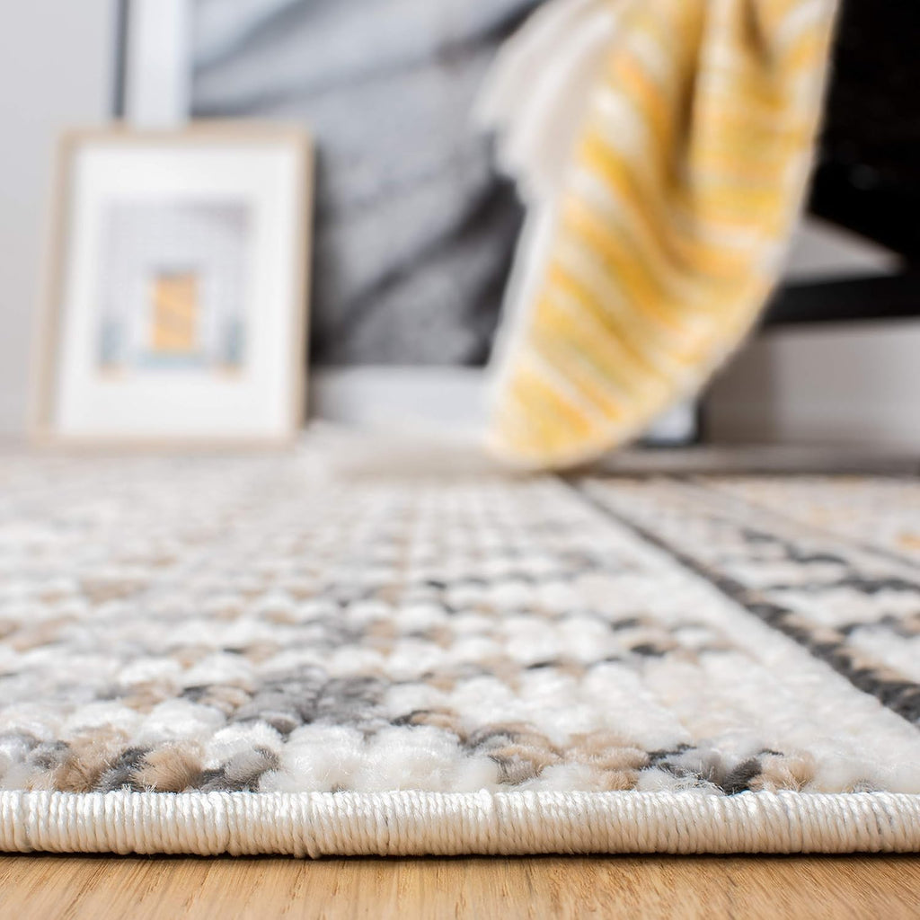 Sedona Collection Accent Rug, Ivory & Charcoal, Moroccan Boho Tribal Design, Non-Shedding & Easy Care