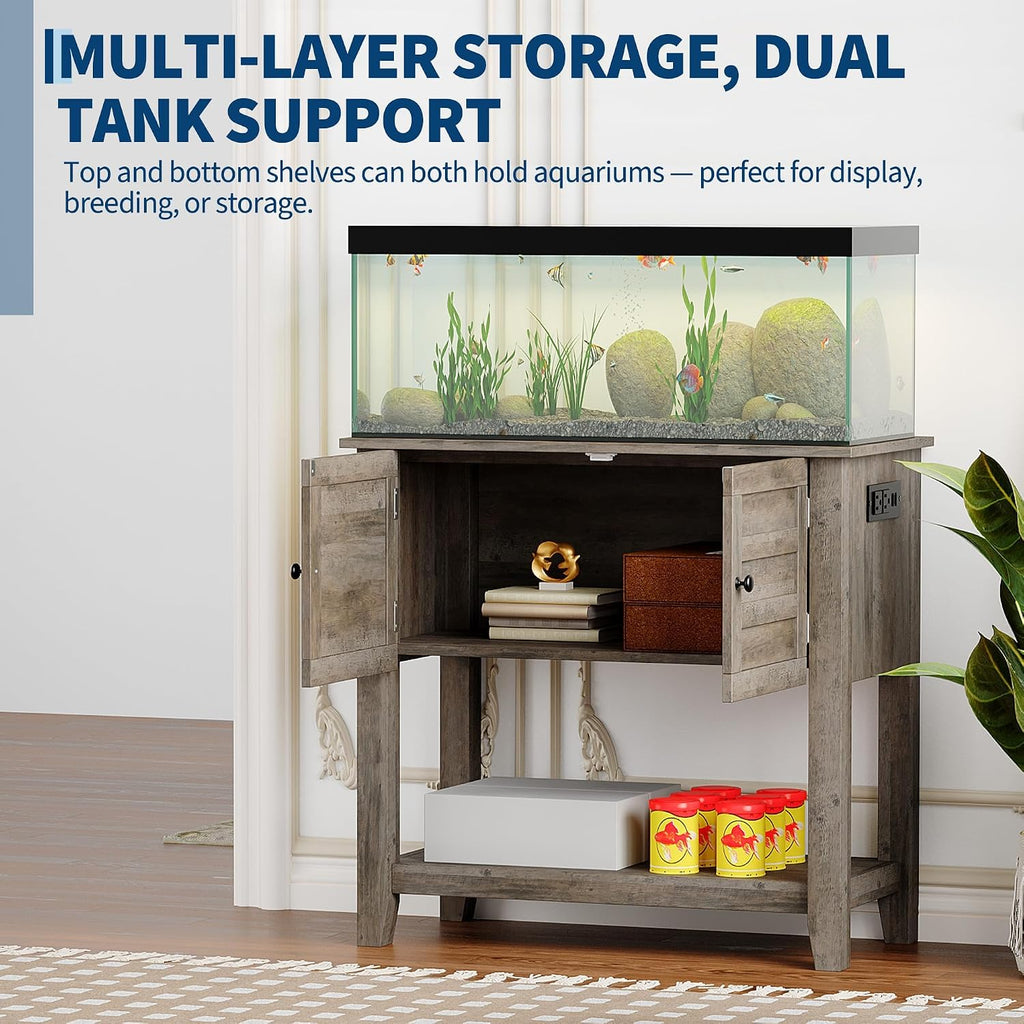 Aquarium Stand for 20-29 Gallon Fish Tank - 660 Lb Capacity, Retro Grey