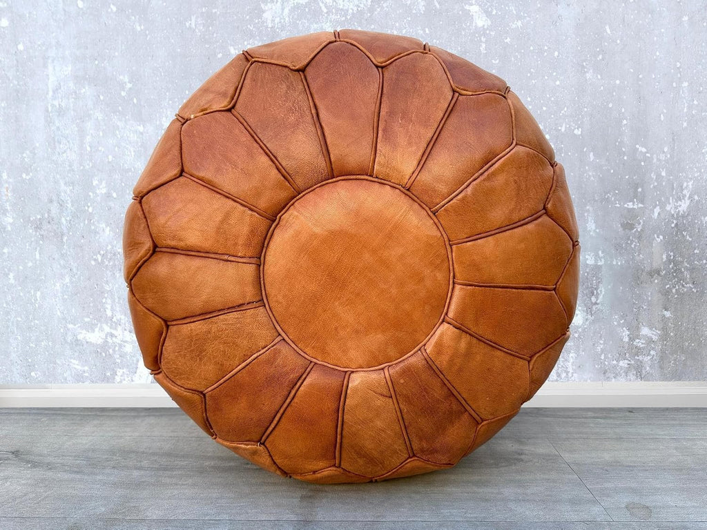 Ottoman Leather Pouf - Luxurious Boho Decor , or Lounge Seating | Comfort & Style