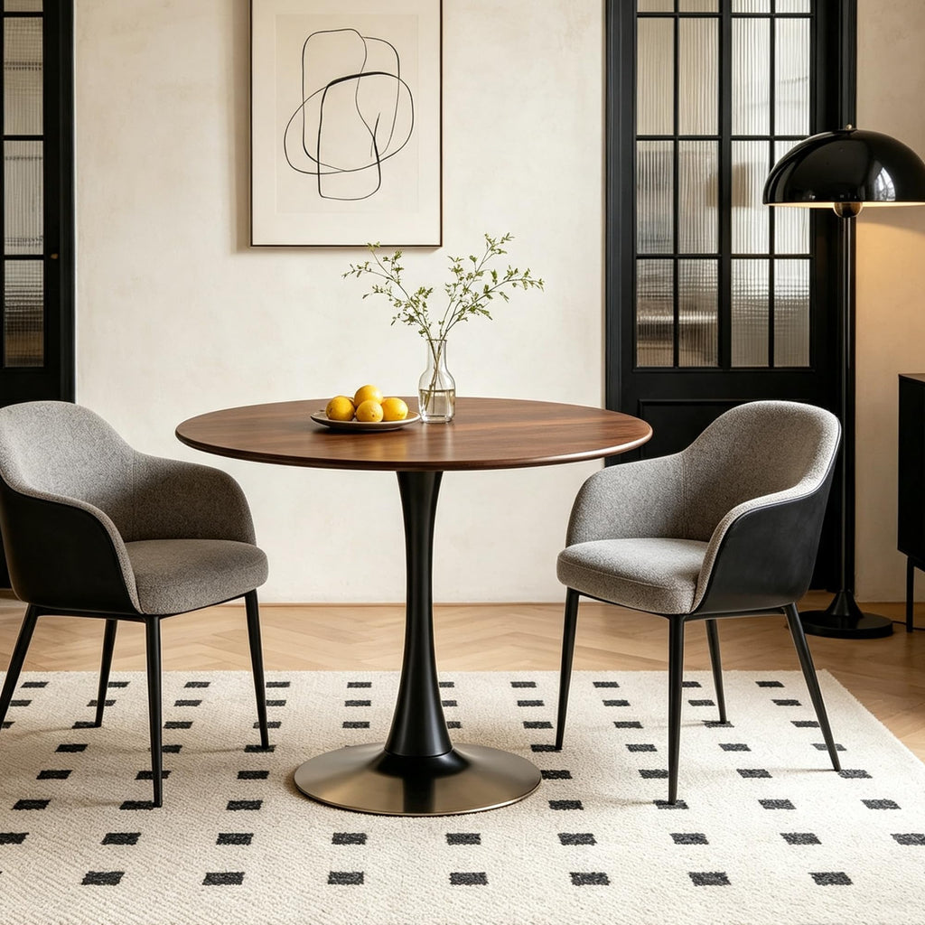 Inspired Saarinen Style Round Table, Modern Dining Table, MDF Top and Steel Base Tulip Round Kitchen Table, Kitchen Table, Mid Century Coffee