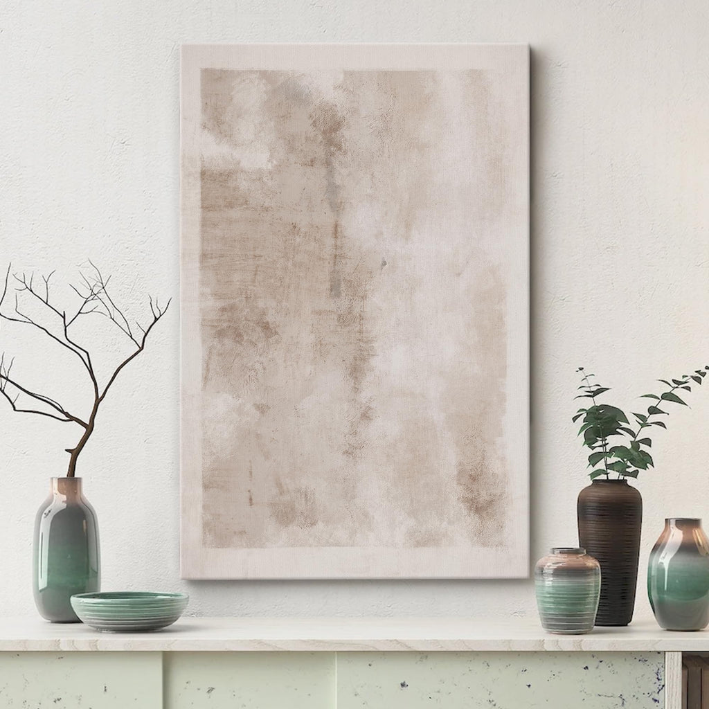Canvas Print Wall Art Faded Textured Brown & White Color Blocks Abstract Shapes Illustrations Minimalism Contemporary