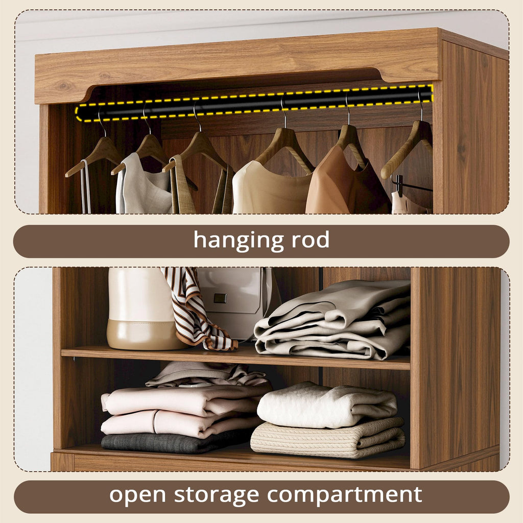 Freestanding Closet System with Adjustable Shelves & 3 Drawers