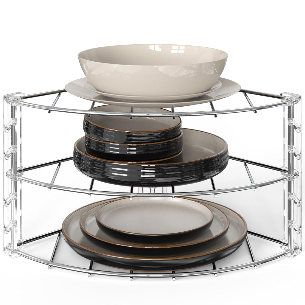 3-Tier Counter and Cabinet Corner Shelf Organizer, Chrome