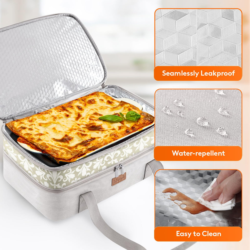Insulated Double Decker Casserole Carrier for Hot or Cold Food
