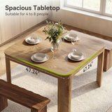 Square Dining Table with Rounded Corners, Modern 47" Kitchen Table for 4 People, Space Saving Dining Room Table for
