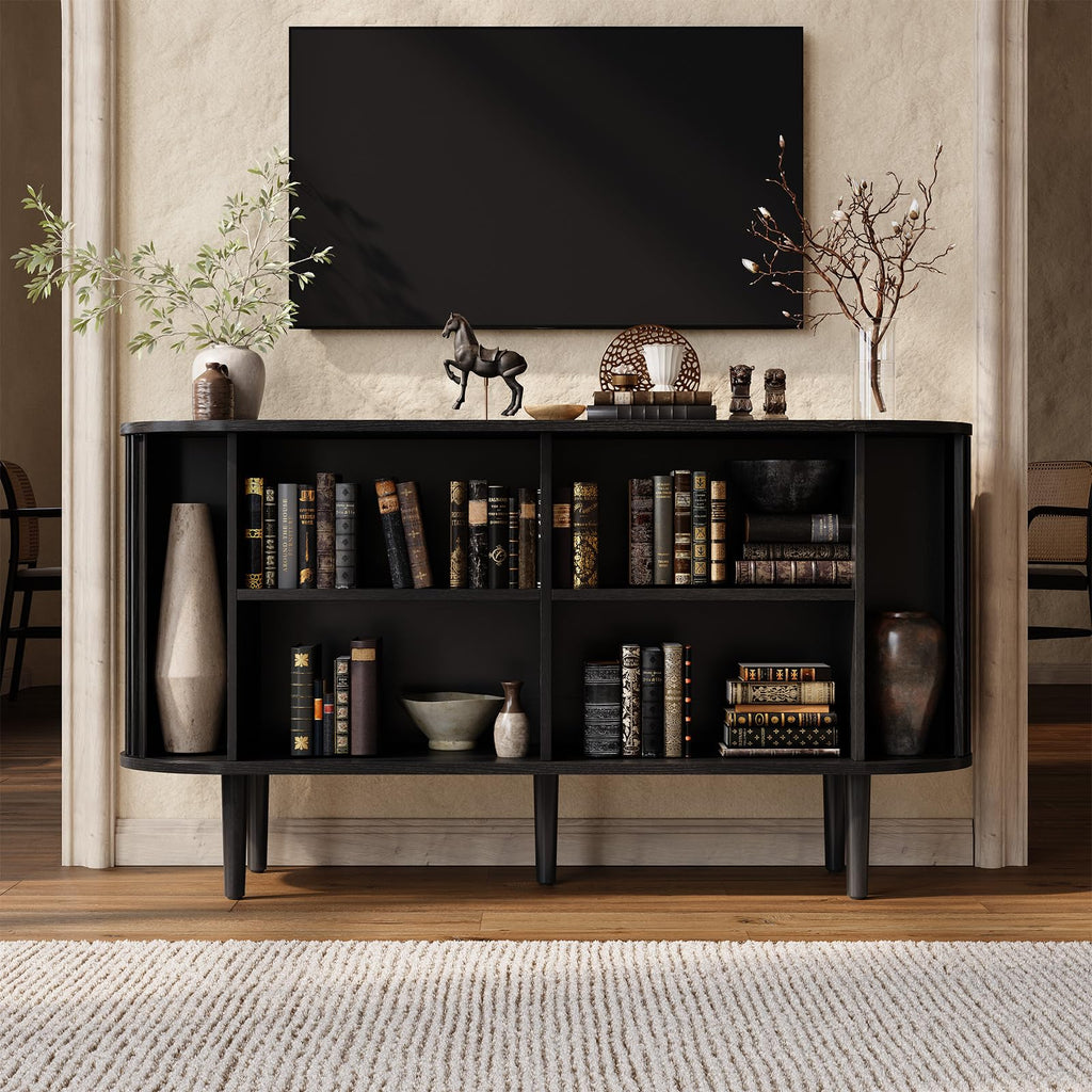 55" Buffet Sideboard Cabinet with 2 Door/Adjustable Shelf, Black