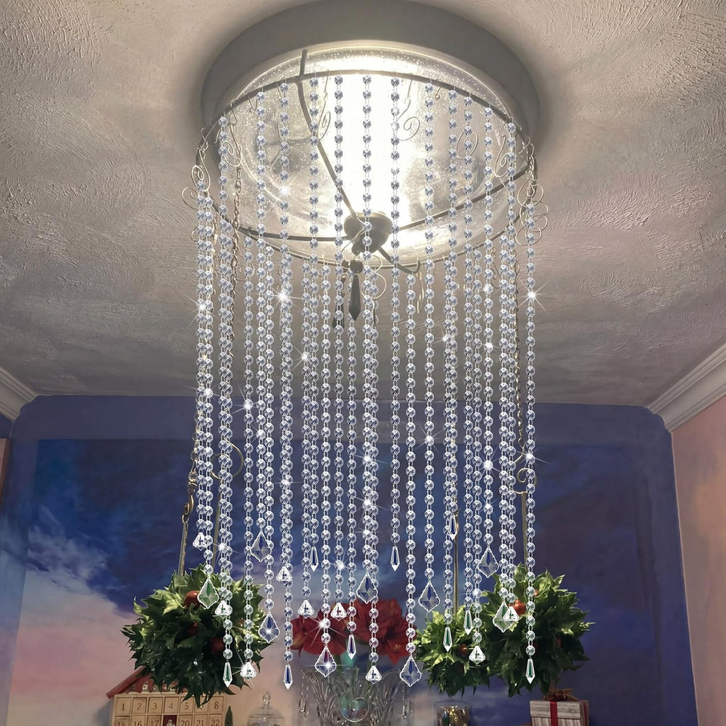 24 Pcs 13 Inch Clear Acrylic Crystal Garland Strands Hanging Crystal Strings Decoration Chandelier Beaded Chain