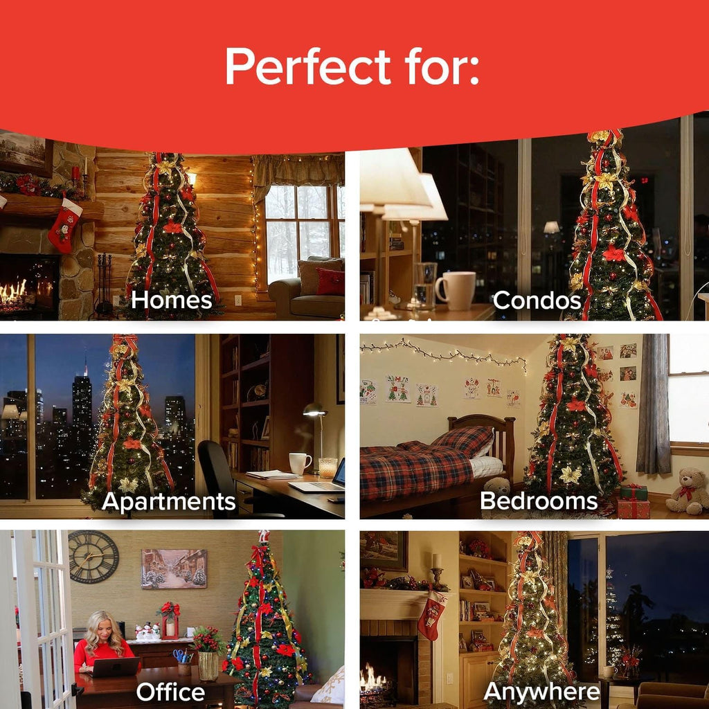 Superstar Santa Pop-Up Christmas Tree, 7FT, Pre-Lit w/ 200 LED Lights, AS SEEN ON TV, Santa Projects North Star