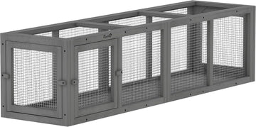 Outdoor Cat Tunnel w/Extendable Design 59" L Wooden Cat Run Gray