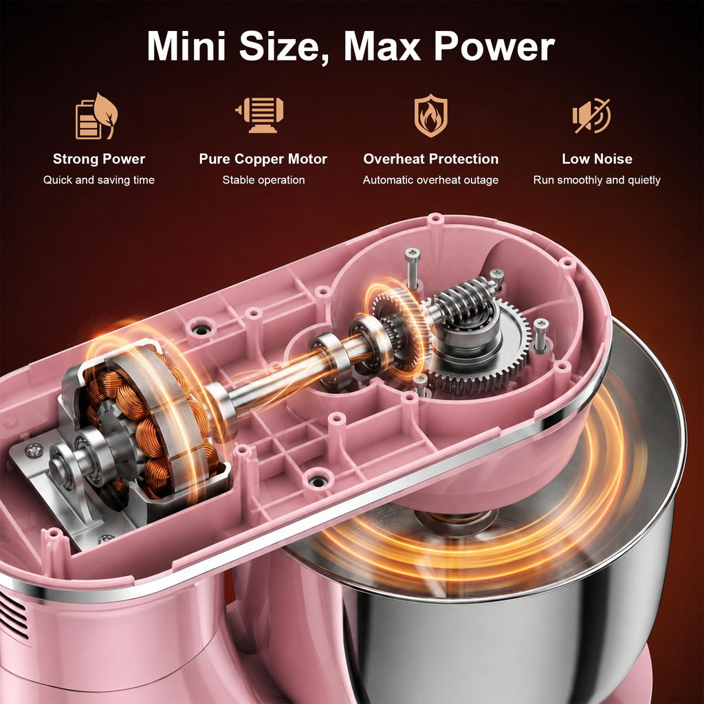 4QT Electric Stand Mixer, 10-Speed Tilt-Head Compact Kitchen Mixer