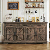 Buffet Cabinet, 61” Large Sideboard Buffet Storage Cabinet with 3 Drawers, Farmhouse Coffee Bar with 4 Doors