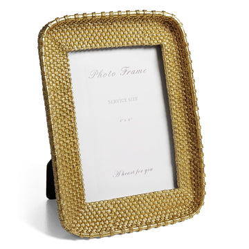 4x6 Gold Picture Frame, Vintage Rattan Textured Resin Photo Frame