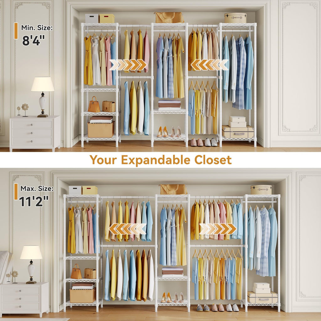 M2 Heavy Duty Clothes Rack, Expandable from 8'4"-11'2", White