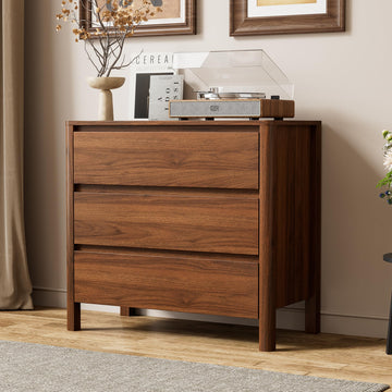31.5" Wide 3 Drawer Wood Dresser with Legs, Walnut
