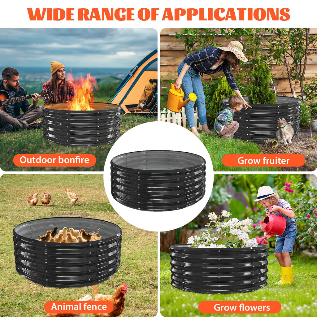 17In Tall 40 Inch Diameter Round Galvanized Fire Pit Ring/Fire Ring Black