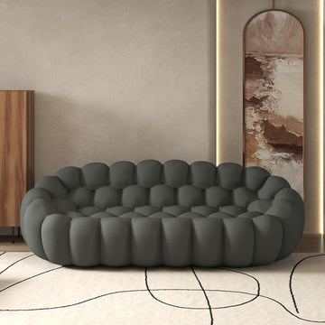 Bubble Couch, Modern Curved Couch, Memory Foam Round Lazy Floor, 3D Honeycomb Bubble Curved Sofas (Dark Grey, 98.43")