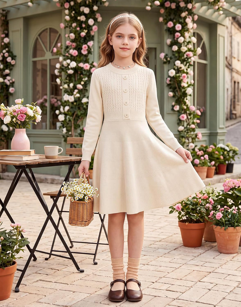 Girls Sweater Fall Long Sleeve Knit Winter Dresses