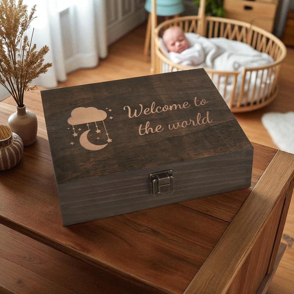Welcome to the World Baby Memory Box, Engraved Newborn & Baby Shower Gift