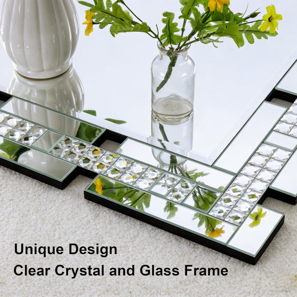 Crystal Decorative Wall Mirror , 36 X 24 Inches Large Mirror for Wall Decor with Beveled Edge, Rectangle Elegant Wall