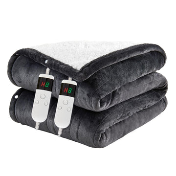 Heated Blanket Electric King, 100"x90" Soft Flannel Heating Blanket with 8 Hours Auto Off 10 Fast Heating Levels