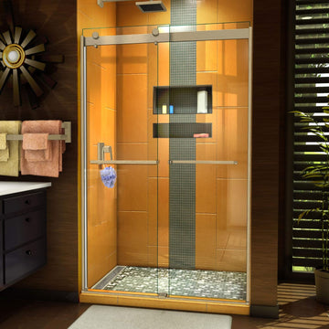 Sapphire 44-48 in. W x 76 in. H Semi-Frameless Bypass Shower Door in Brushed Nickel, SHDR-6348762-04