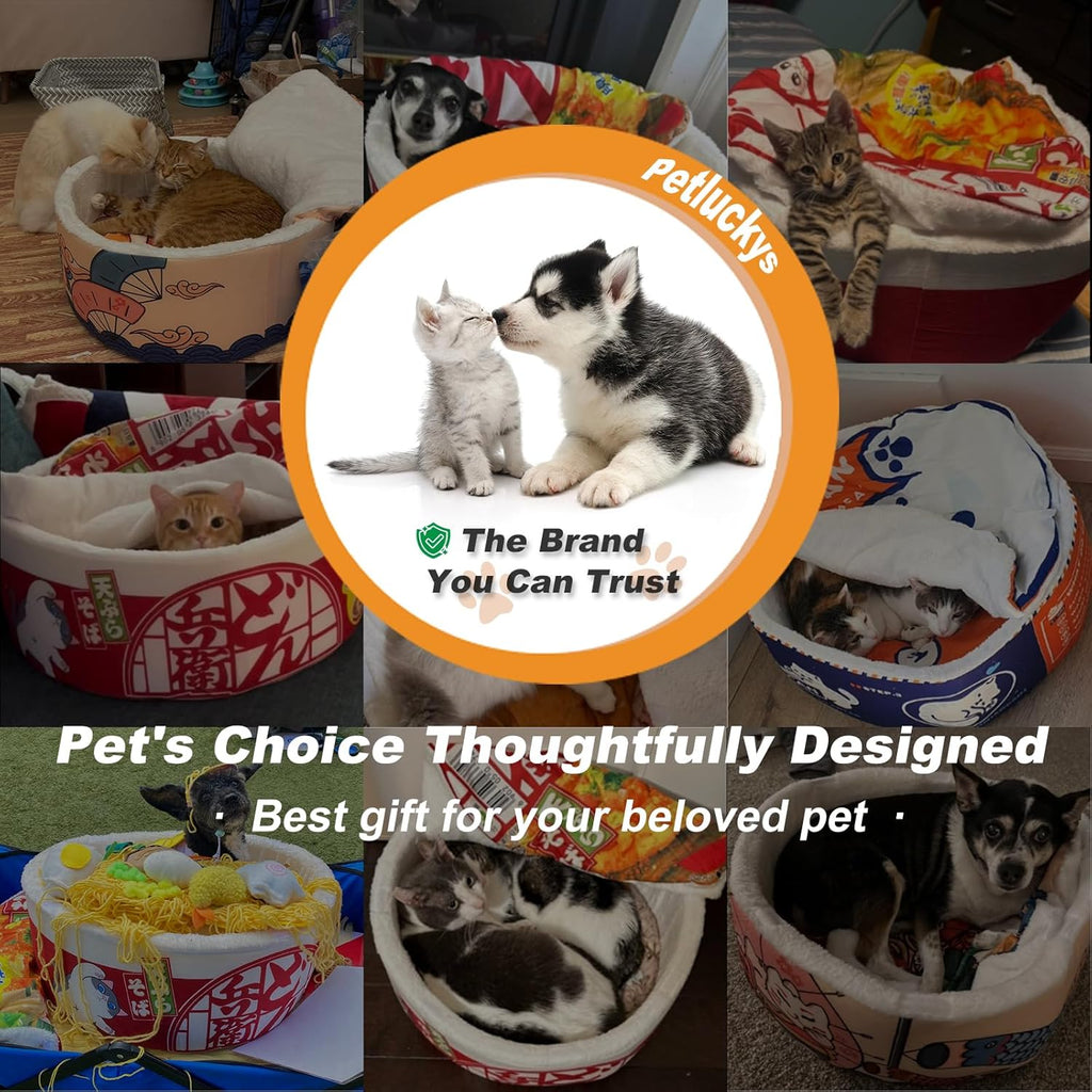 Ramen Noodle Dog & Cat Bed,Keep Warm and Super Soft Creative Pet Nest for Indoor Cats,Removable Washable Cushion for