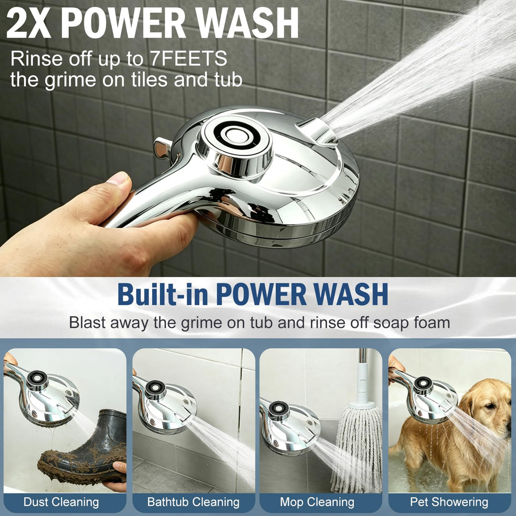 9 Settings High Pressure Magnetic Shower Head with Handheld