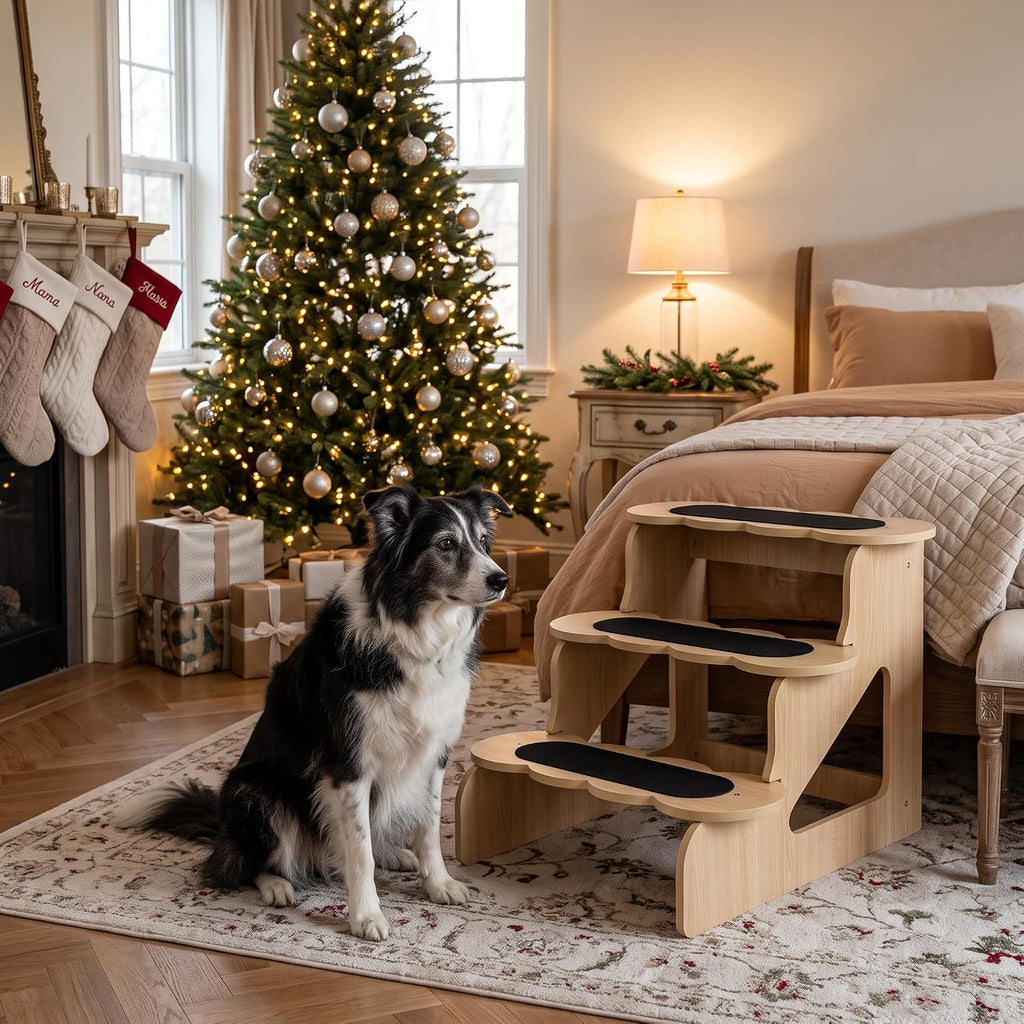 Wood Dog Stairs for Bed
