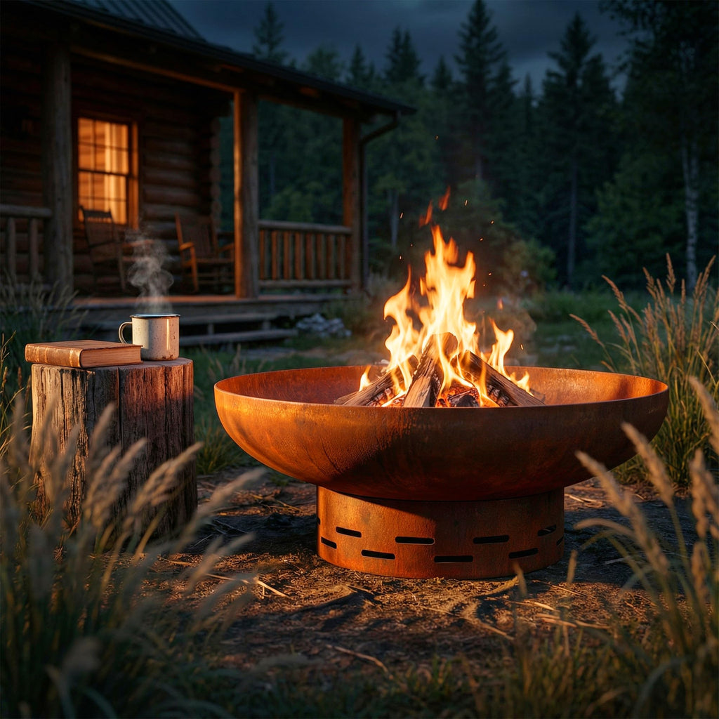 Fire Pit for Outside Wood Burning, 27.5 Inch Round Firepit Bowl Outdoor and Patio, Heavy-Duty Steel Bonfire Pit