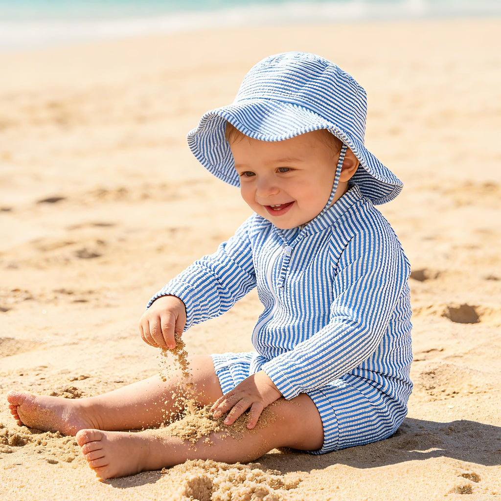 Baby Boys Swimsuit Toddler One Piece Zipper Bathing Suit Long Sleeve Rash Guard Swimwear Sunsuit UPF 50+