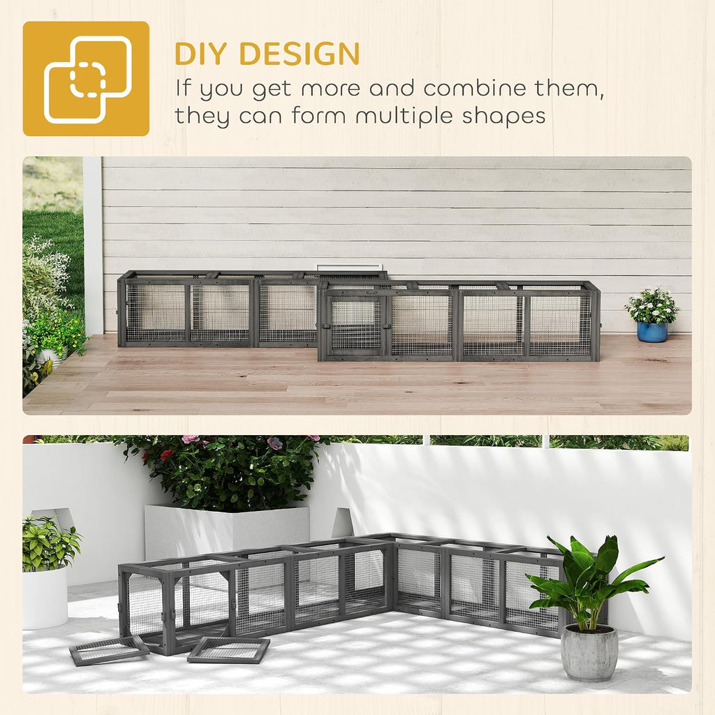 Outdoor Cat Tunnel w/Extendable Design 59" L Wooden Cat Run Gray