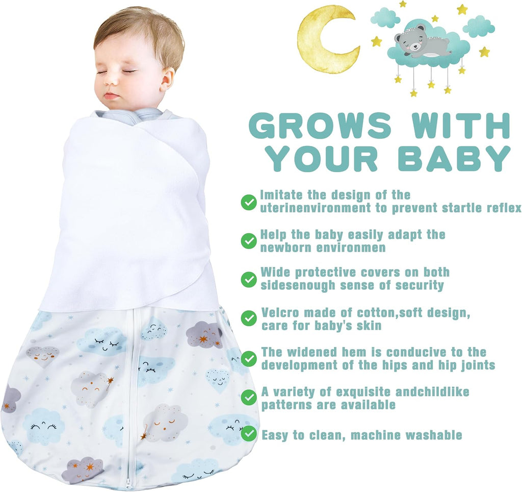 Sleep Sack Baby Swaddle, Way Adjustable Wearable Blanket,100% Rayon Cotton Swaddling sleeping