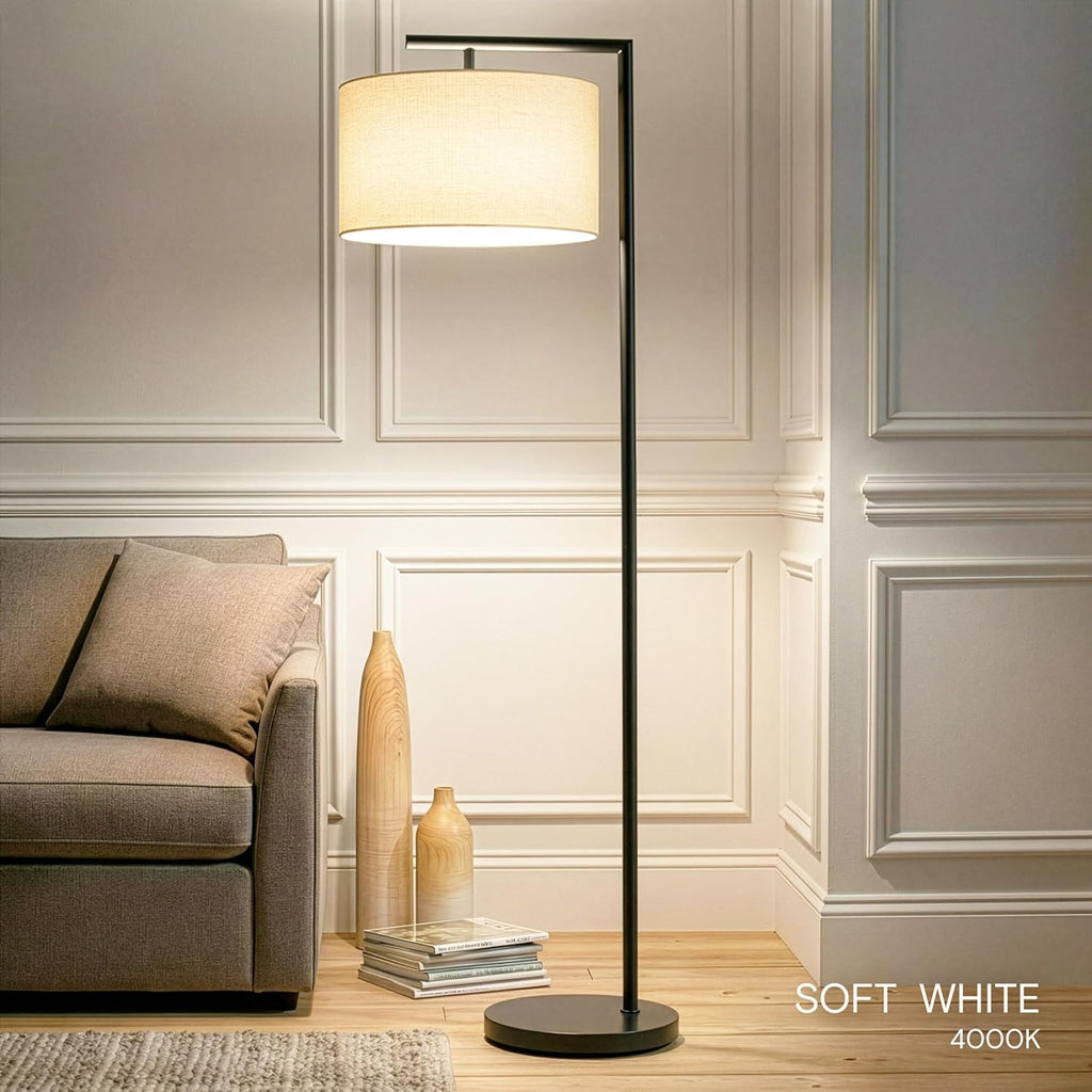 Montage Modern Floor Lamp - LED Standing Lamp with Tan Shades & Offices - Bedroom Reading Light