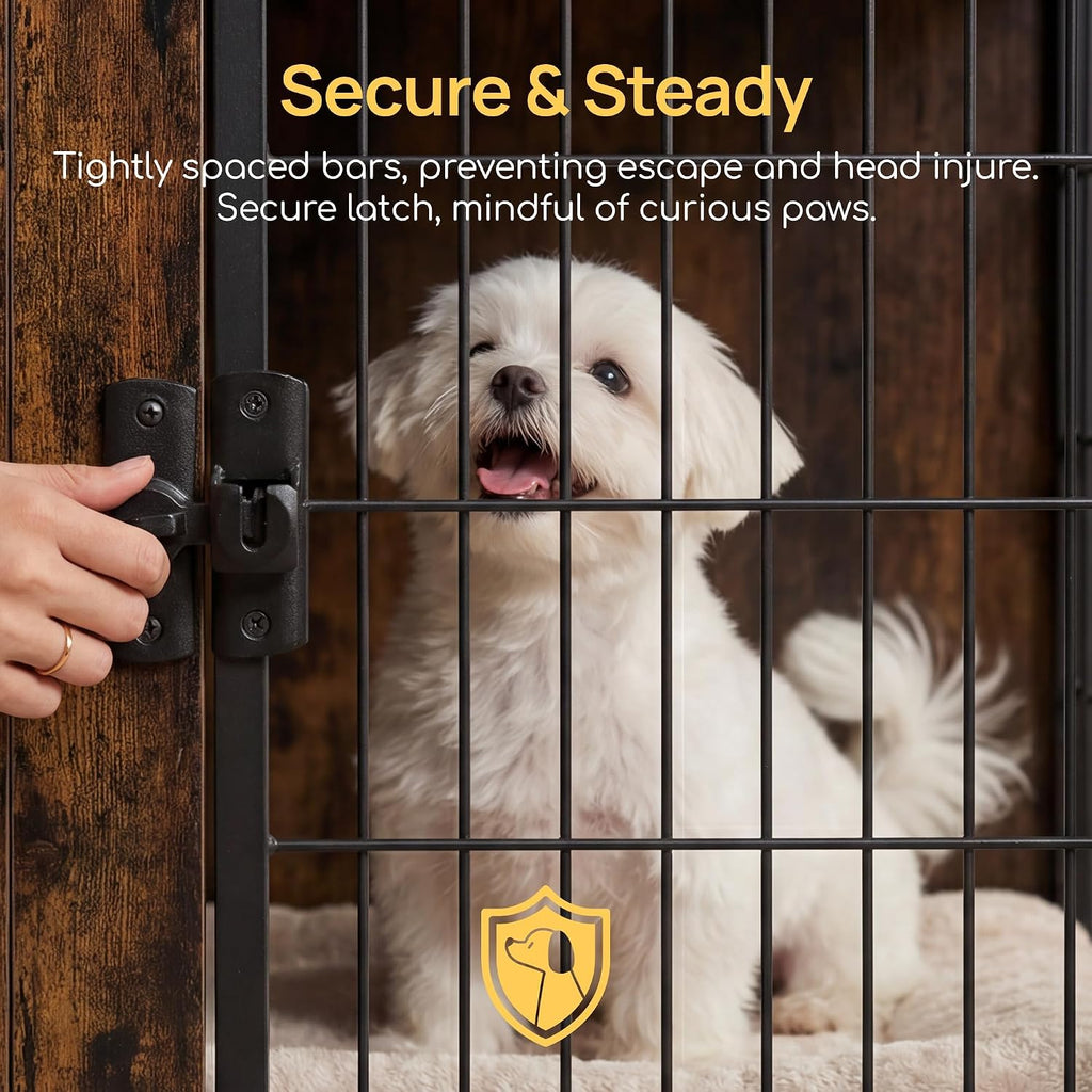 Dog Crate Furniture with Cushion and Charging Station for Indoor