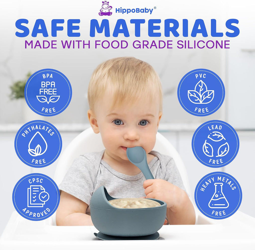 Baby Led Weaning Supplies | 10 Piece Silicone Baby Feeding Set | Baby Toddler Bib Cup Divided Plate and Bowl Self