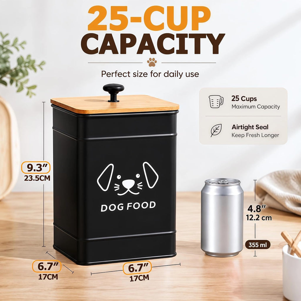 Dog Food Storage Container 6.7"W x 9.3"H Airtight Metal Canister
