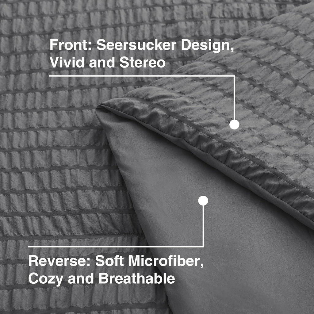 Love's cabin Seersucker Dark Grey Twin Comforter Set