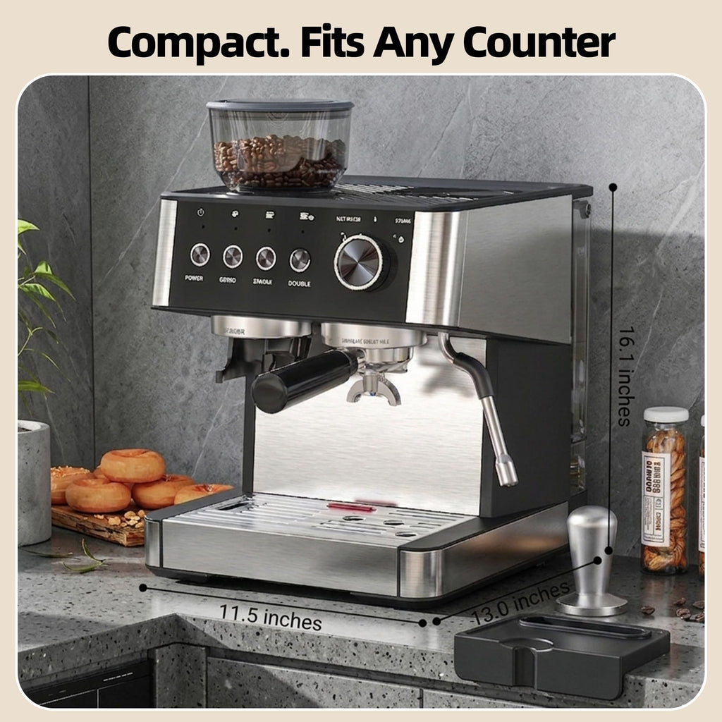 Coffee Maker with Grinder, Black & Stainless Steel Espresso