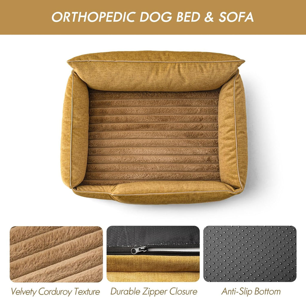 Home Comfort Orthopedic Dog Sofa Bed for Small Dogs and Cats - Water-Resistant, Washable Cover & Nonslip Bottom