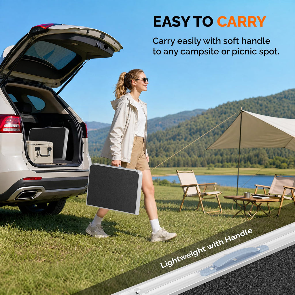 3FT Small Camping Table Adjustable Height Aluminum Folding Table for Picnic Party BBQ, Plastic RV Suitcase Table
