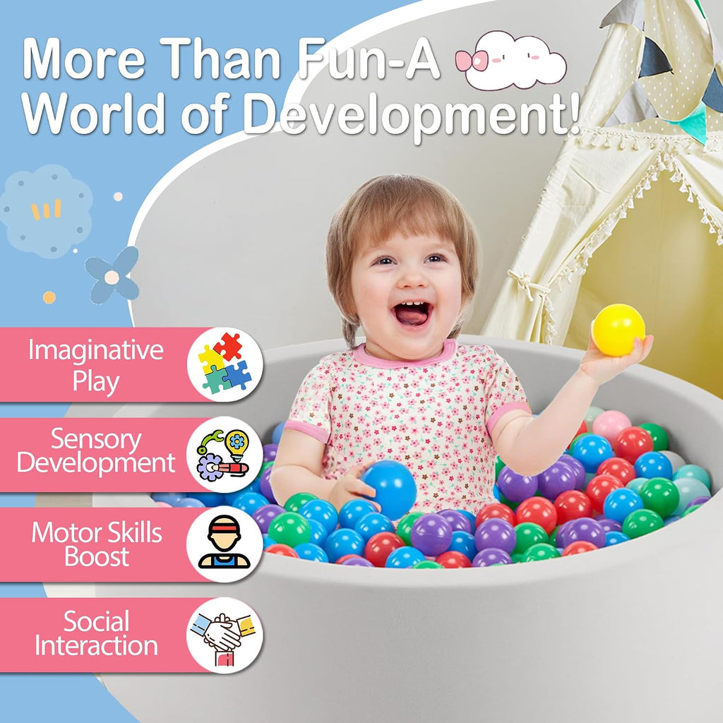 35.4" x 11.8" Foam Ball Pit for Toddlers, Baby Round Balls Pool for Babies 1-3, Kids Play Ball Pits for Boys