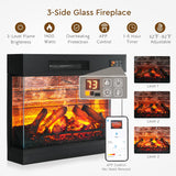 LED Electric Fireplace TV Stand with Outlet, 72'' Fireplace Mantel for TVs up to 80''