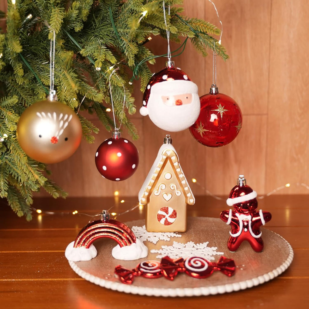 80pcs Christmas Balls Ornaments Set, Red, White and Gold